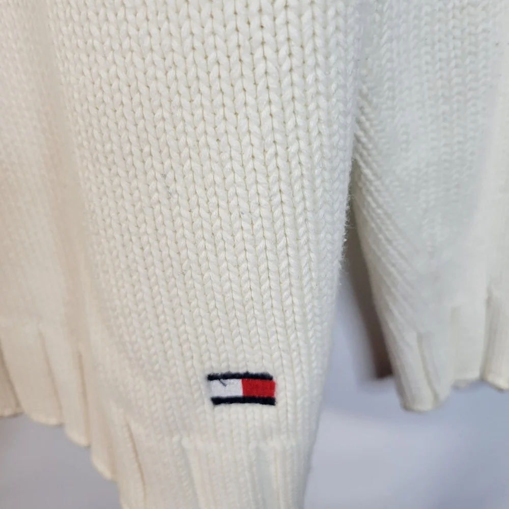 Mens Tommy Hilfiger 97% Cotton Sweater Cream/Marled Blue Size XL